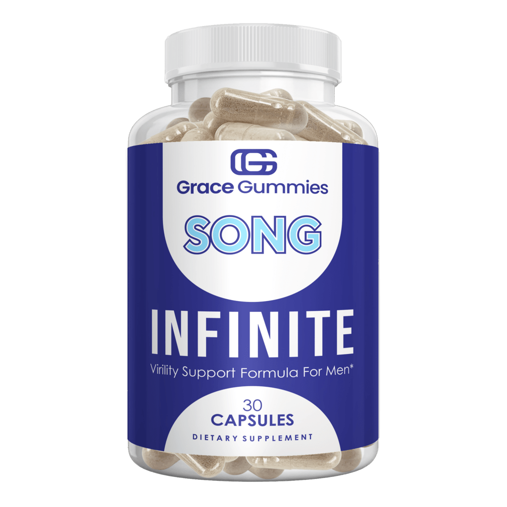 Bottle of Grace Gummies SONG Infinite, a dietary supplement for men's virility support